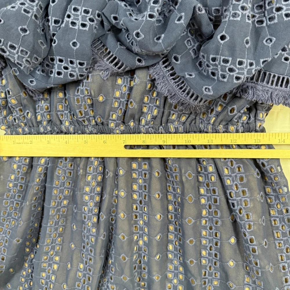 Anthropologie Romper Womens Small Blue Ranna Gill Tiered Ruffle Layered Boho - Picture 14 of 16